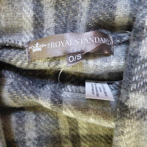 QUIRKY BOHO GOTH ROYAL STANDARD GRAY PLAID CHECK PONCHO TOP WITHOUT BELT O/S - Picture 7 of 11